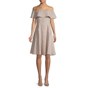 Saks Fifth Avenue Off-Shoulder Pin Striped Dress